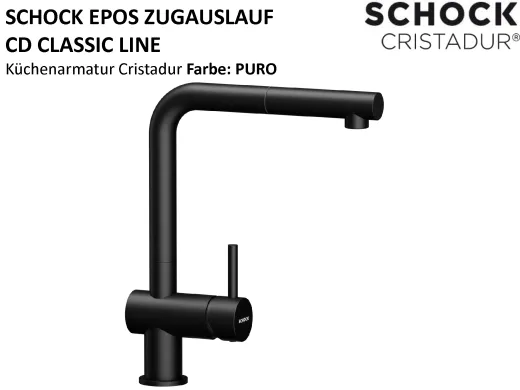 SCHOCK K�chenarmatur Epos Cristadur� Classic Line Einhebelmischer Zugauslauf 180� schwenkbarer Auslauf