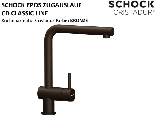 SCHOCK K�chenarmatur Epos Cristadur� Classic Line Einhebelmischer Zugauslauf 180� schwenkbarer Auslauf
