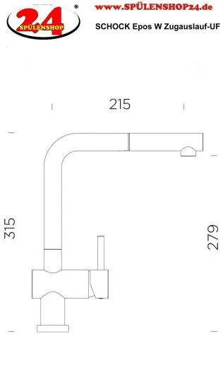 SCHOCK K�chenarmatur Epos W Chrom Einhebelmischer mit Zugauslauf 180� schwenkbarer Auslauf Vorfenstermontage