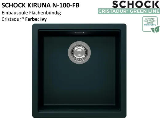SCHOCK K�chensp�le Kiruna N-100-FB Cristadur� Nano-Granitsp�le fl�chenb�ndig Green Line mit Drehexcenter