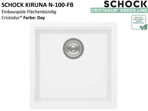 SCHOCK K�chensp�le Kiruna N-100-FB Cristadur� Nano-Granitsp�le fl�chenb�ndig Green Line mit Drehexcenter