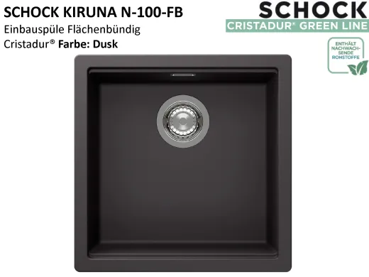 SCHOCK K�chensp�le Kiruna N-100-FB Cristadur� Nano-Granitsp�le fl�chenb�ndig Green Line mit Drehexcenter