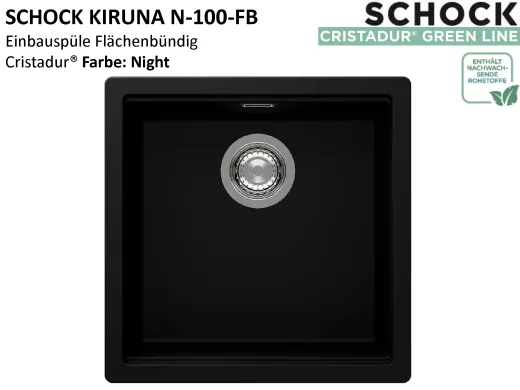 SCHOCK K�chensp�le Kiruna N-100-FB Cristadur� Nano-Granitsp�le fl�chenb�ndig Green Line mit Drehexcenter
