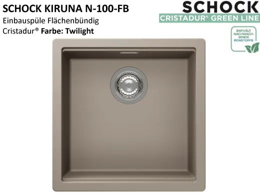 SCHOCK K�chensp�le Kiruna N-100-FB Cristadur� Nano-Granitsp�le fl�chenb�ndig Green Line mit Drehexcenter