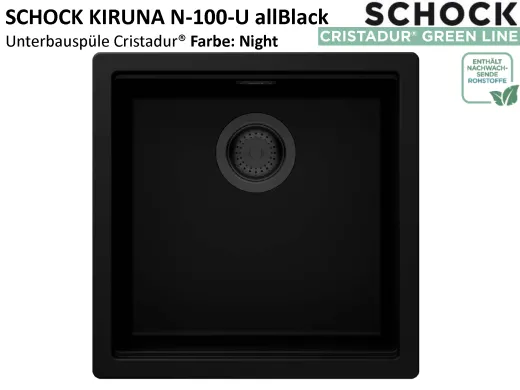 SCHOCK K�chensp�le Kiruna N-100-U allBlack Cristadur� Nano-Granitsp�le / Unterbausp�le Green Line mit Drehexcenter Black-Edition