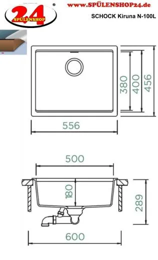 SCHOCK K�chensp�le Kiruna N-100L Cristadur� Nano-Granitsp�le Green Line mit Drehexcenter