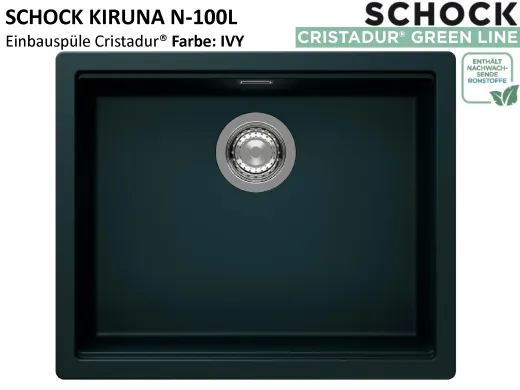 SCHOCK K�chensp�le Kiruna N-100L Cristadur� Nano-Granitsp�le Green Line mit Drehexcenter