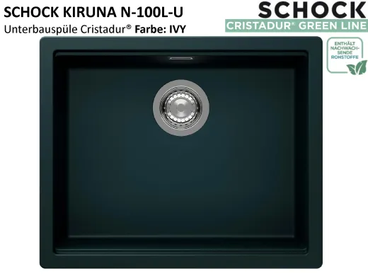 SCHOCK K�chensp�le Kiruna N-100L-U Cristadur� Nano-Granitsp�le / Unterbausp�le Green Line mit Drehexcenter