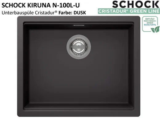 SCHOCK K�chensp�le Kiruna N-100L-U Cristadur� Nano-Granitsp�le / Unterbausp�le Green Line mit Drehexcenter