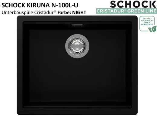 SCHOCK K�chensp�le Kiruna N-100L-U Cristadur� Nano-Granitsp�le / Unterbausp�le Green Line mit Drehexcenter