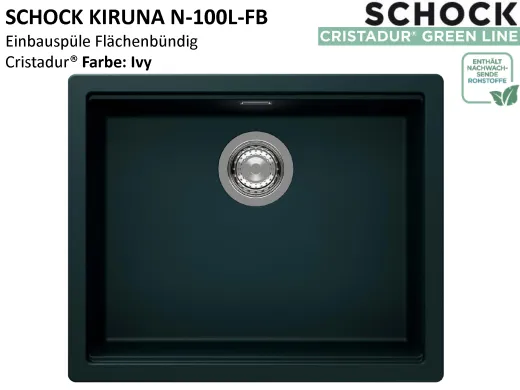 SCHOCK K�chensp�le Kiruna N-100L-FB Cristadur� Nano-Granitsp�le fl�chenb�ndig Green Line mit Drehexcenter