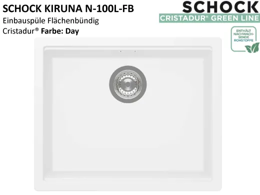 SCHOCK K�chensp�le Kiruna N-100L-FB Cristadur� Nano-Granitsp�le fl�chenb�ndig Green Line mit Drehexcenter