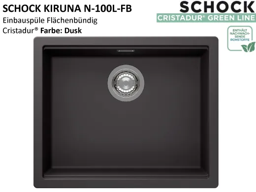 SCHOCK K�chensp�le Kiruna N-100L-FB Cristadur� Nano-Granitsp�le fl�chenb�ndig Green Line mit Drehexcenter