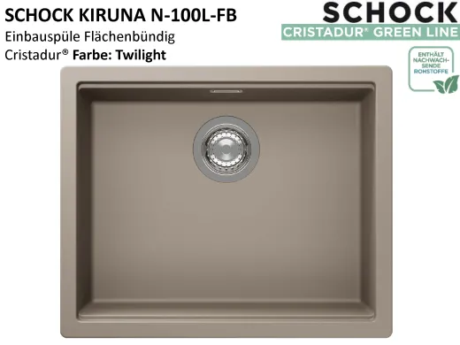 SCHOCK K�chensp�le Kiruna N-100L-FB Cristadur� Nano-Granitsp�le fl�chenb�ndig Green Line mit Drehexcenter