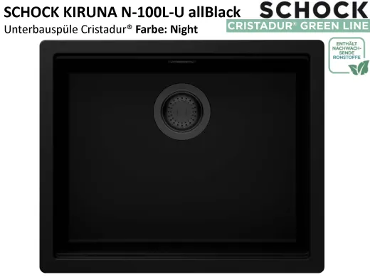 SCHOCK K�chensp�le Kiruna N-100L-U allBlack Cristadur� Nano-Granitsp�le / Unterbausp�le Green Line mit Drehexcenter Black-Edition