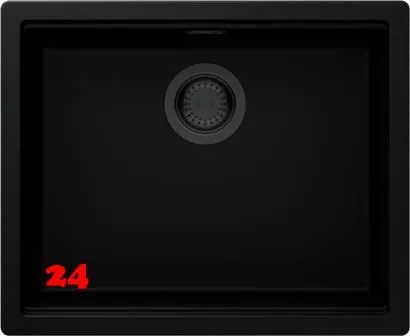 SCHOCK K�chensp�le Kiruna N-100L-FB allBlack Cristadur� Nano-Granitsp�le fl�chenb�ndig Green Line mit Drehexcenter Black-Edition