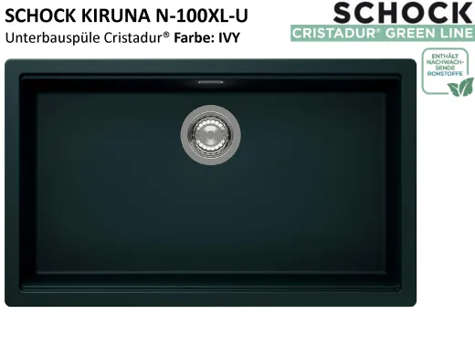 SCHOCK K�chensp�le Kiruna N-100XL-U Cristadur� Nano-Granitsp�le / Unterbausp�le Green Line mit Drehexcenter