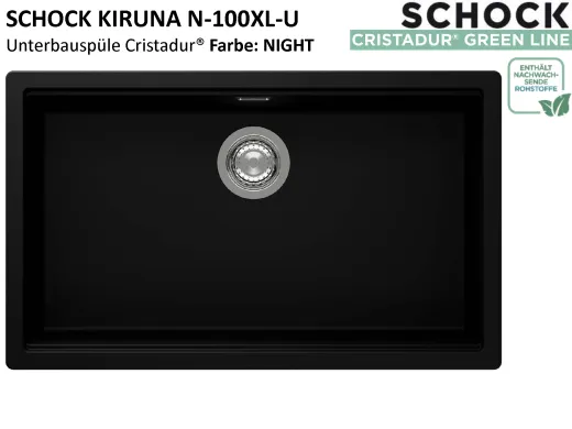 SCHOCK K�chensp�le Kiruna N-100XL-U Cristadur� Nano-Granitsp�le / Unterbausp�le Green Line mit Drehexcenter