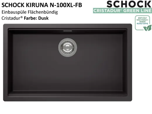 SCHOCK K�chensp�le Kiruna N-100XL-FB Cristadur� Nano-Granitsp�le fl�chenb�ndig Green Line mit Drehexcenter