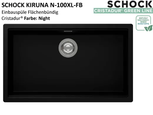 SCHOCK K�chensp�le Kiruna N-100XL-FB Cristadur� Nano-Granitsp�le fl�chenb�ndig Green Line mit Drehexcenter