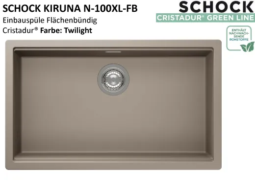 SCHOCK K�chensp�le Kiruna N-100XL-FB Cristadur� Nano-Granitsp�le fl�chenb�ndig Green Line mit Drehexcenter