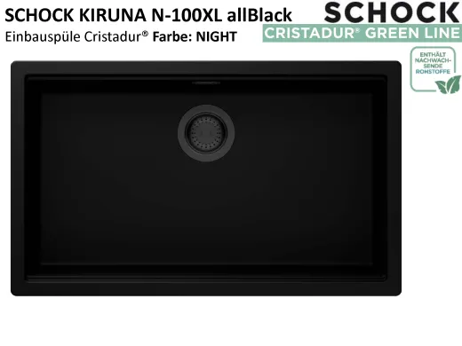 SCHOCK K�chensp�le Kiruna N-100XL allBlack Cristadur� Nano-Granitsp�le Green Line mit Drehexcenter Black-Edition