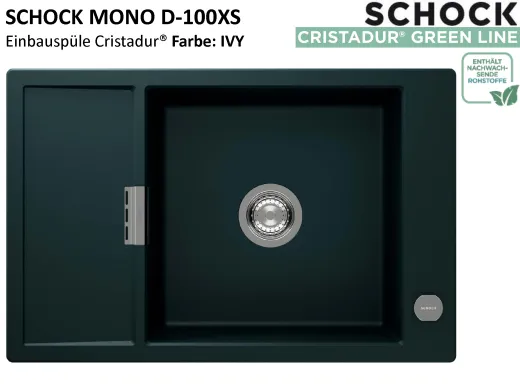 SCHOCK K�chensp�le Mono D-100XS Cristadur� Nano-Granitsp�le / Einbausp�le Green Line mit Drehexcenter