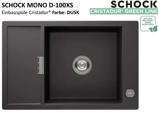 SCHOCK K�chensp�le Mono D-100XS Cristadur� Nano-Granitsp�le / Einbausp�le Green Line mit Drehexcenter