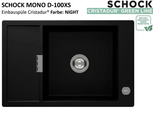 SCHOCK K�chensp�le Mono D-100XS Cristadur� Nano-Granitsp�le / Einbausp�le Green Line mit Drehexcenter