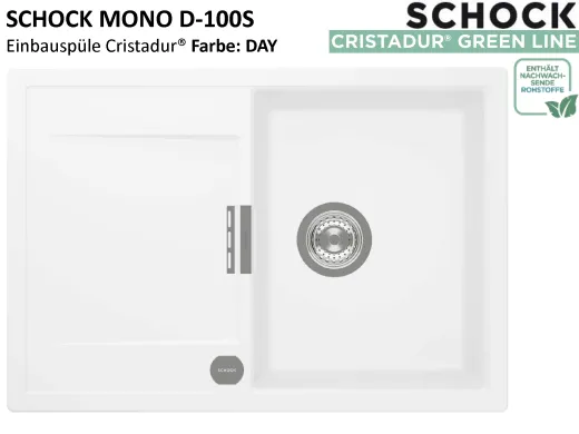 SCHOCK K�chensp�le Mono D-100S Cristadur� Nano-Granitsp�le / Einbausp�le Green Line mit Drehexcenter