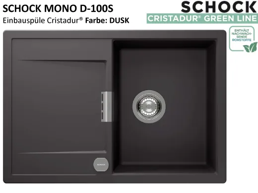 SCHOCK K�chensp�le Mono D-100S Cristadur� Nano-Granitsp�le / Einbausp�le Green Line mit Drehexcenter