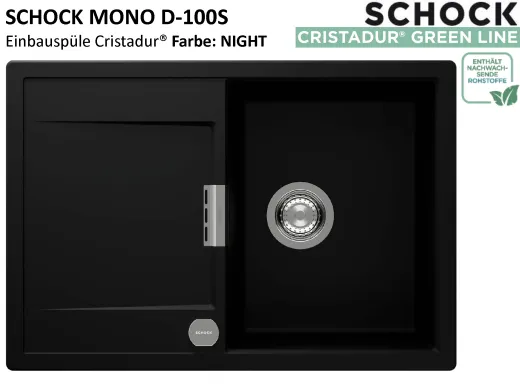SCHOCK K�chensp�le Mono D-100S Cristadur� Nano-Granitsp�le / Einbausp�le Green Line mit Drehexcenter