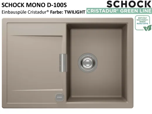 SCHOCK K�chensp�le Mono D-100S Cristadur� Nano-Granitsp�le / Einbausp�le Green Line mit Drehexcenter