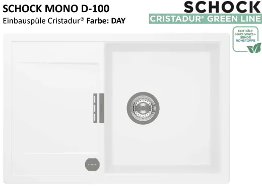 SCHOCK K�chensp�le Mono D-100 Cristadur� Nano-Granitsp�le / Einbausp�le Green Line mit Drehexcenter