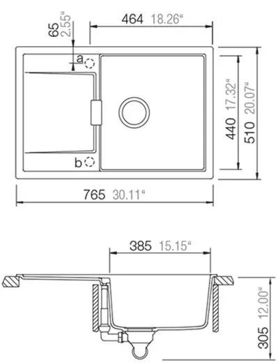 SCHOCK K�chensp�le Mono D-100 Cristadur� Nano-Granitsp�le / Einbausp�le Green Line mit Drehexcenter