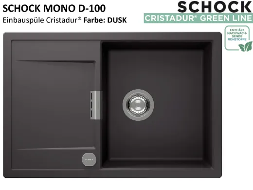 SCHOCK K�chensp�le Mono D-100 Cristadur� Nano-Granitsp�le / Einbausp�le Green Line mit Drehexcenter