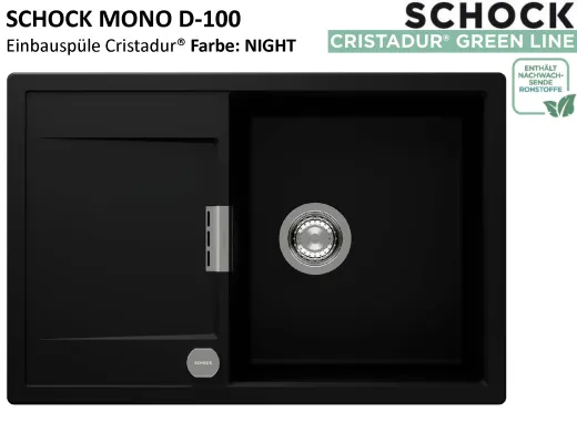 SCHOCK K�chensp�le Mono D-100 Cristadur� Nano-Granitsp�le / Einbausp�le Green Line mit Drehexcenter