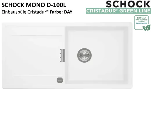 SCHOCK K�chensp�le Mono D-100L Cristadur� Nano-Granitsp�le / Einbausp�le Green Line mit Drehexcenter