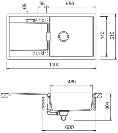 SCHOCK K�chensp�le Mono D-100L Cristadur� Nano-Granitsp�le / Einbausp�le Green Line mit Drehexcenter