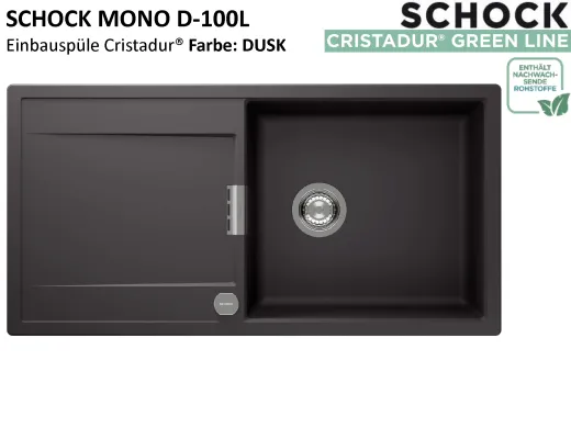 SCHOCK K�chensp�le Mono D-100L Cristadur� Nano-Granitsp�le / Einbausp�le Green Line mit Drehexcenter