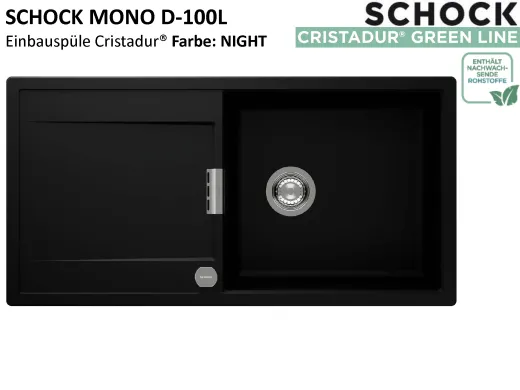 SCHOCK K�chensp�le Mono D-100L Cristadur� Nano-Granitsp�le / Einbausp�le Green Line mit Drehexcenter