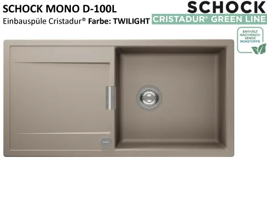 SCHOCK K�chensp�le Mono D-100L Cristadur� Nano-Granitsp�le / Einbausp�le Green Line mit Drehexcenter