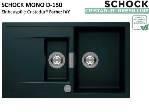 SCHOCK K�chensp�le Mono D-150 Cristadur� Nano-Granitsp�le / Einbausp�le Green Line mit Drehexcenter