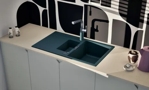 SCHOCK K�chensp�le Mono D-150 Cristadur� Nano-Granitsp�le / Einbausp�le Green Line mit Drehexcenter