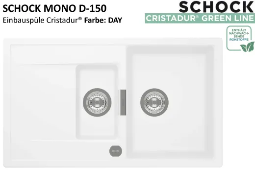 SCHOCK K�chensp�le Mono D-150 Cristadur� Nano-Granitsp�le / Einbausp�le Green Line mit Drehexcenter