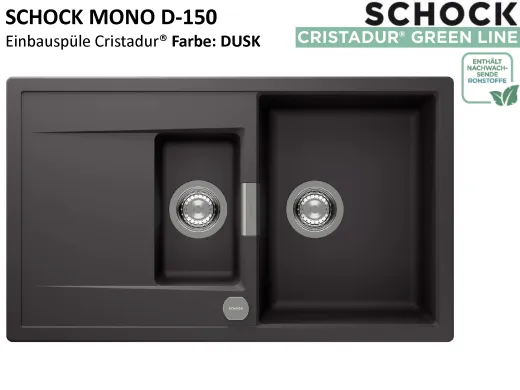 SCHOCK K�chensp�le Mono D-150 Cristadur� Nano-Granitsp�le / Einbausp�le Green Line mit Drehexcenter