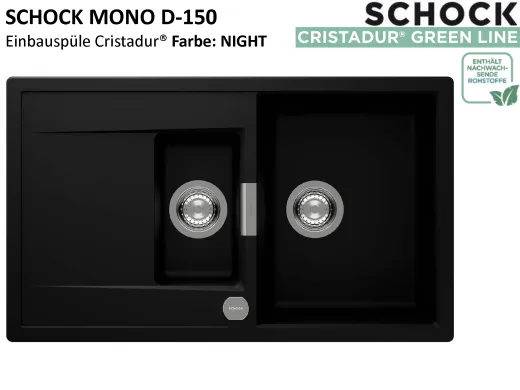 SCHOCK K�chensp�le Mono D-150 Cristadur� Nano-Granitsp�le / Einbausp�le Green Line mit Drehexcenter