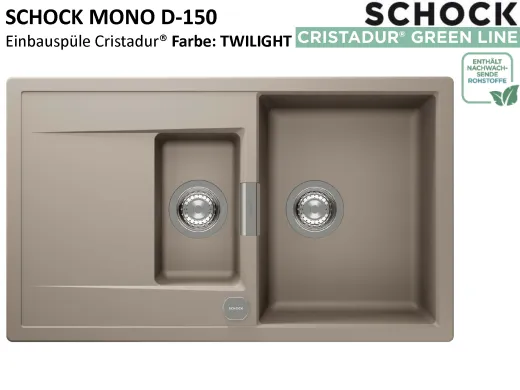 SCHOCK K�chensp�le Mono D-150 Cristadur� Nano-Granitsp�le / Einbausp�le Green Line mit Drehexcenter