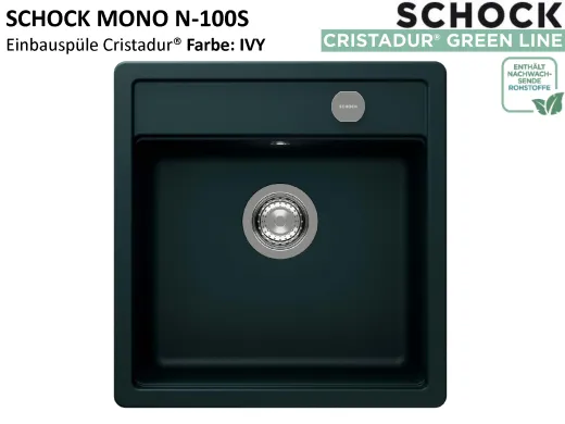 SCHOCK K�chensp�le Mono N-100S Cristadur� Nano-Granitsp�le / Einbausp�le Green Line mit Drehexcenter