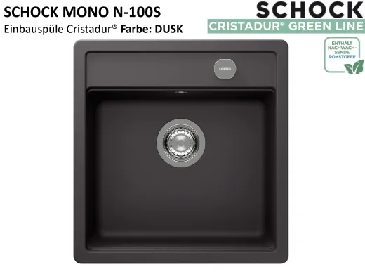 SCHOCK K�chensp�le Mono N-100S Cristadur� Nano-Granitsp�le / Einbausp�le Green Line mit Drehexcenter